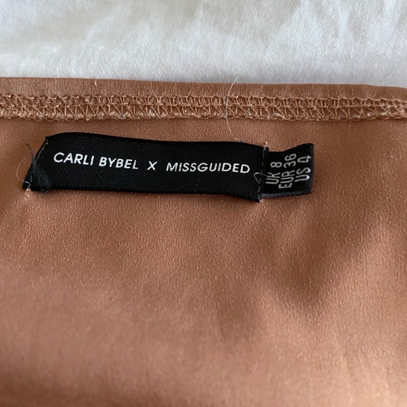Carli Bybel x Misguided Rose Gold Slip Dress US 4 - Picture 8 of 9